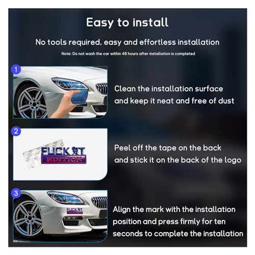 Image of Dickno Fuck It Edition Emblem for Car, Auto Fender Bumper Decoration Stickers, Vehicle 3D Side Fender Rear Trunk Decal Badge, Universal Exterior Accessories for Car Truck SUV (Blue & Red)