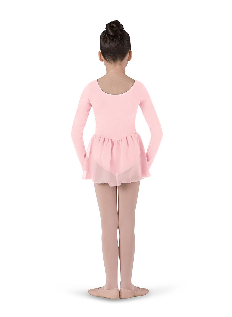 Kinder Ballettanzug, ROSA, langarm mit schönem Voile-Röckchen