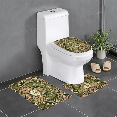 キャラクター 3点セット おしゃれ 欧美風 フランネル 滑り止め バスルームマット セット 抗菌 滑り止めトイレマット+ U字型フットパッド+ Oタイプトイレシートクッション 防臭 吸水 洗える 速乾 四季通用