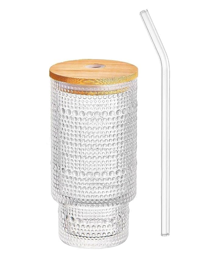 Zephorus Reusable Sipper Coffee Mug with Leather Sleeve with Straw - Tea and Coffee Glass Sipper Tumbler Mug, (Emboss doted Mug) (B0D9P6HGX5) Amazon Price History, Amazon Price Tracker
