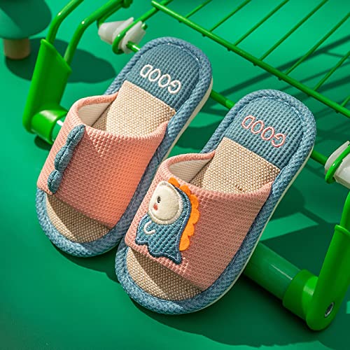 Unisex Toddler Girls Nonslip Shoes Cartoon Dinosaur Pattern House Slippers For Toddler Open Toe Cotton Comfort2