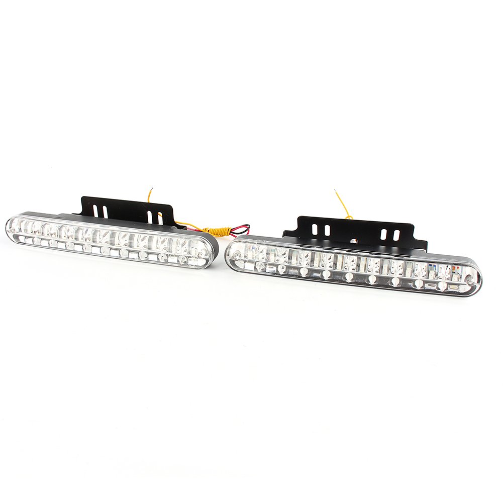 Qiilu Feux de jour 2X 30 LED Voiture 12V DC Feux de Signalisation Diurnes DRL Conduite Lumière du Jour Lampe + Clignotant