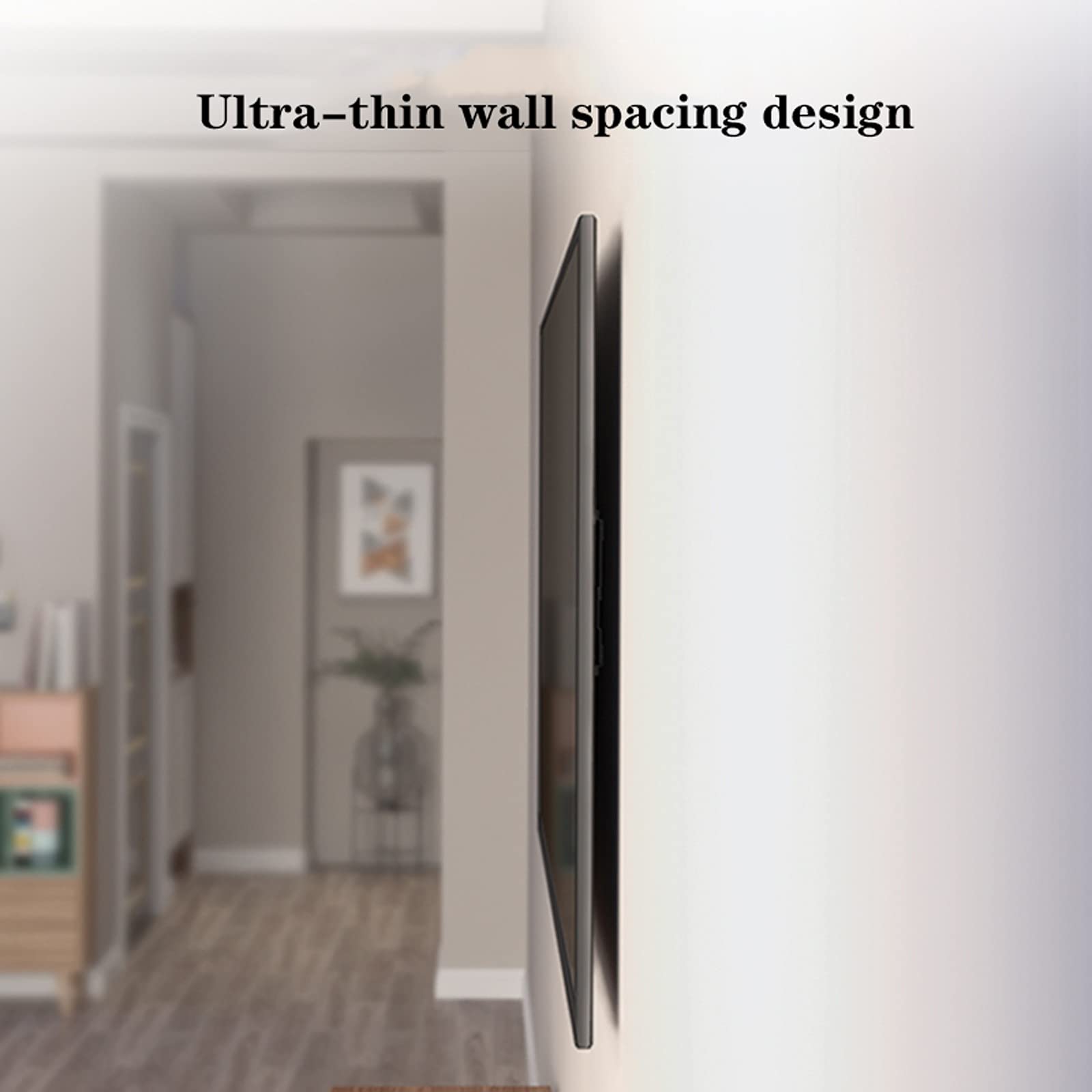 tv Stand Ultra magro TV Mount Matte Black Bland Screen TV Montare per la maggior parte dei televisori a schermo piatto 43-90 pollici a schermo basso profilo riparato TV Staffa a parete, max VESA 90. 0