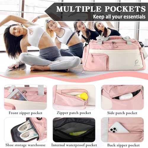 Image of PALAY Gym Bag Fashion Fitness Bag with Shoe Compartment Lightweight Duffle Shoulder Travel Multifunctional Travel Waterproof Day Pack Shoulder Yoga,Pink