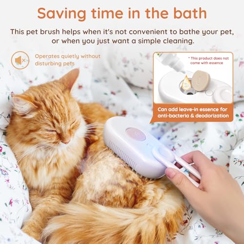 Image of GKZ Cat Steam Brush, 3 in 1 Pet Comb for Massage, Cleaning, Shedding and Combing, Electric Mist to Prevent Flyaways for Home, Dogs and Cat Lovers - White