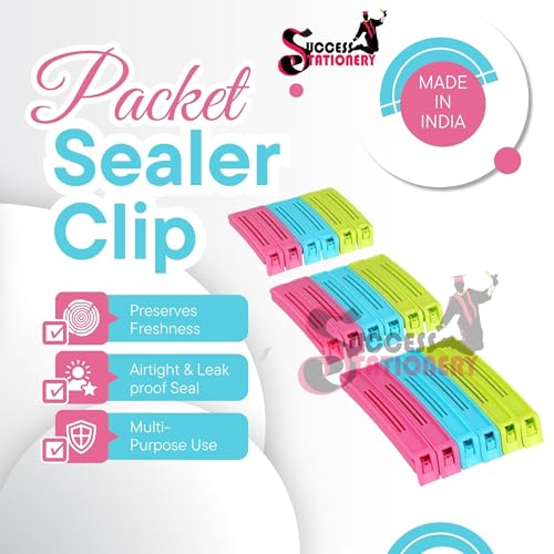 Image of Success Stationery 18 Pcs X 1 18 Pcs Kitchen Storage Clips for Packet Sealing Reusable Vacuum Sealer for Plastic Pouch Food Packet Sealer Clip Multipurpose Snack Bag Food Clips Multicolor Set