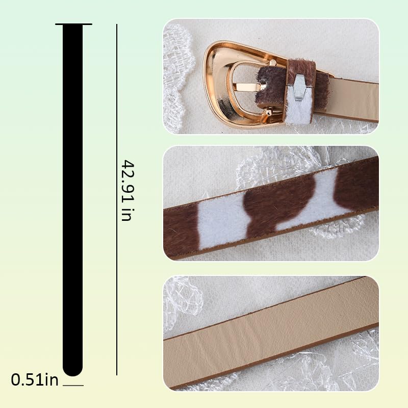 Vintage Western Cowgirl Belt for Dress Jeans Animal Cow Belt for Women Girls Retro Cowgirl Accessories Y2k Western Belts for Skirts Pants Womens Adjustable Soft Leather Skinny Belts for Women Girls2