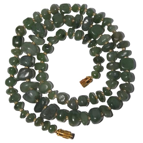 Green jade beads, Russian nephrite necklace