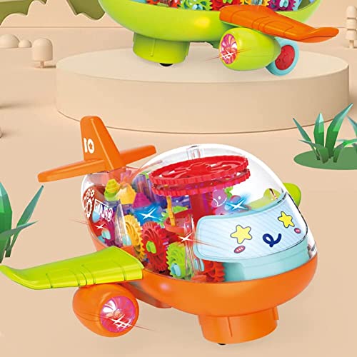 Image of Goyal's Transparent Gear Plane With Wide Wings - 3D Concept Toy With 360 Rotation, Moving Simulation Technology, Sound & Lights for Kids (Big)