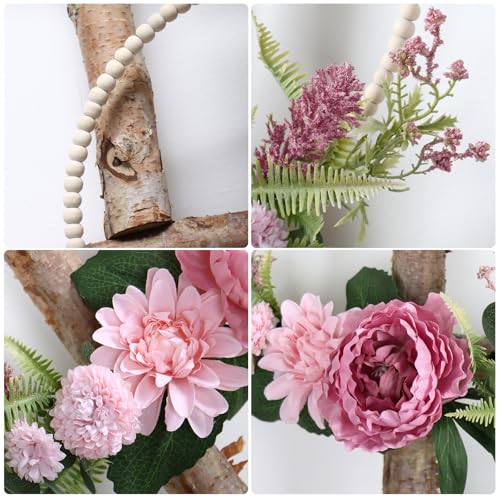 Couronne de pivoine artificielle haut de gamme Weldomcor rose - 5