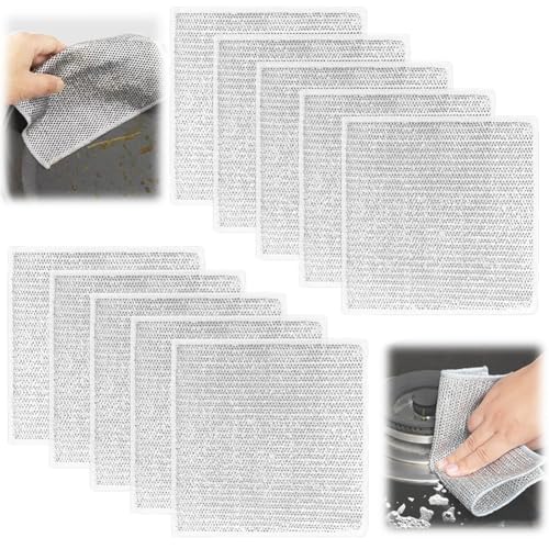 Vicloon Paños de Alambre Multiusos,10pcs Trapos de Alambre para Lavar Platos,Paño de Limpieza Reutilizable de Alambre de Cocina,Wire Dishwashing Rags for Wet and Dry,Non-Scratch Wire Dishcloth