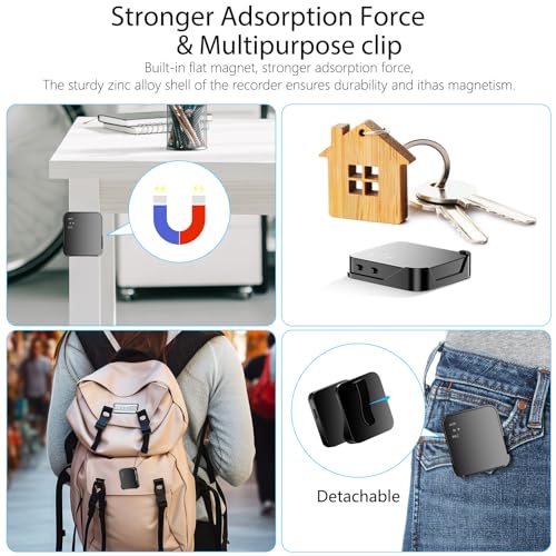 Digital Voice Recorder, Mini Digitales Diktiergerät, AI Rauschunterdrückung, 3072Kbps Magnetic Diktiergerät mit Playback für Interviews/Klassen/Meeting