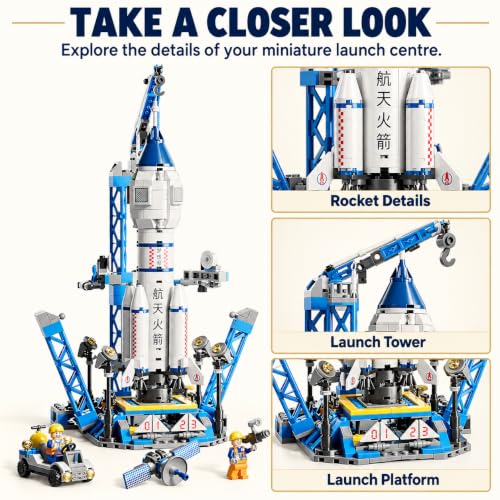 Image of Rocket Launch Center Building Blocks Set - 557+ Pcs STEAM /STEM Space Science Toy for Kids 6-12 | Educational Rocket Model Kit | Comes in Colorful Gift Box | 12 Months Manufacturing Warranty