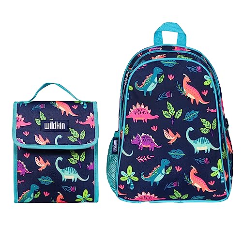 Wildkin 15 Inch Kids Backpack Bundle with Lunch Bag (Darling Dinosaurs)