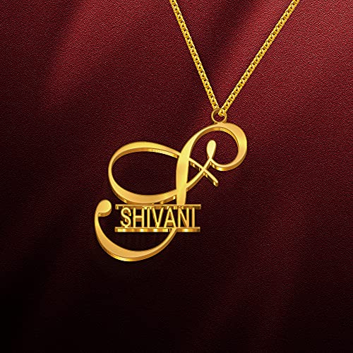 Image of Shivani Cursive Gold & Silver Name Pendant Necklace, Best Jewelry Gift for Girls.