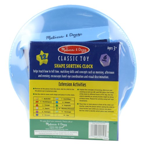 Melissa & Doug Wooden Shape Sorting Clock Educational Toy #TOP2