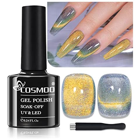 COSMOO Smooth Wide Cat Eye Gel Nail Polish Crystal Snowligh Spar Cat's Eye Magnetic Gel Polish (A-007) Cover