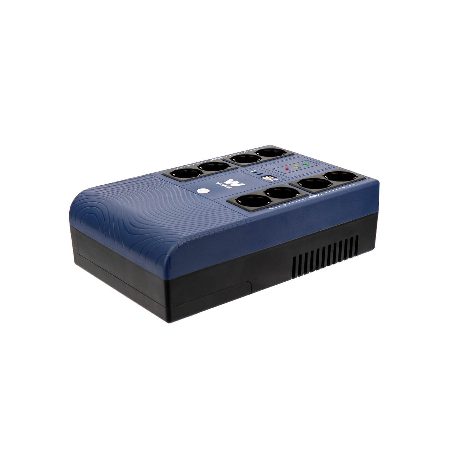Woxter Multibase UPS 1200VA/720W, zasilacz bezprzerwowy, 8 gniazd Schuko, 4 porty USB, niebieski