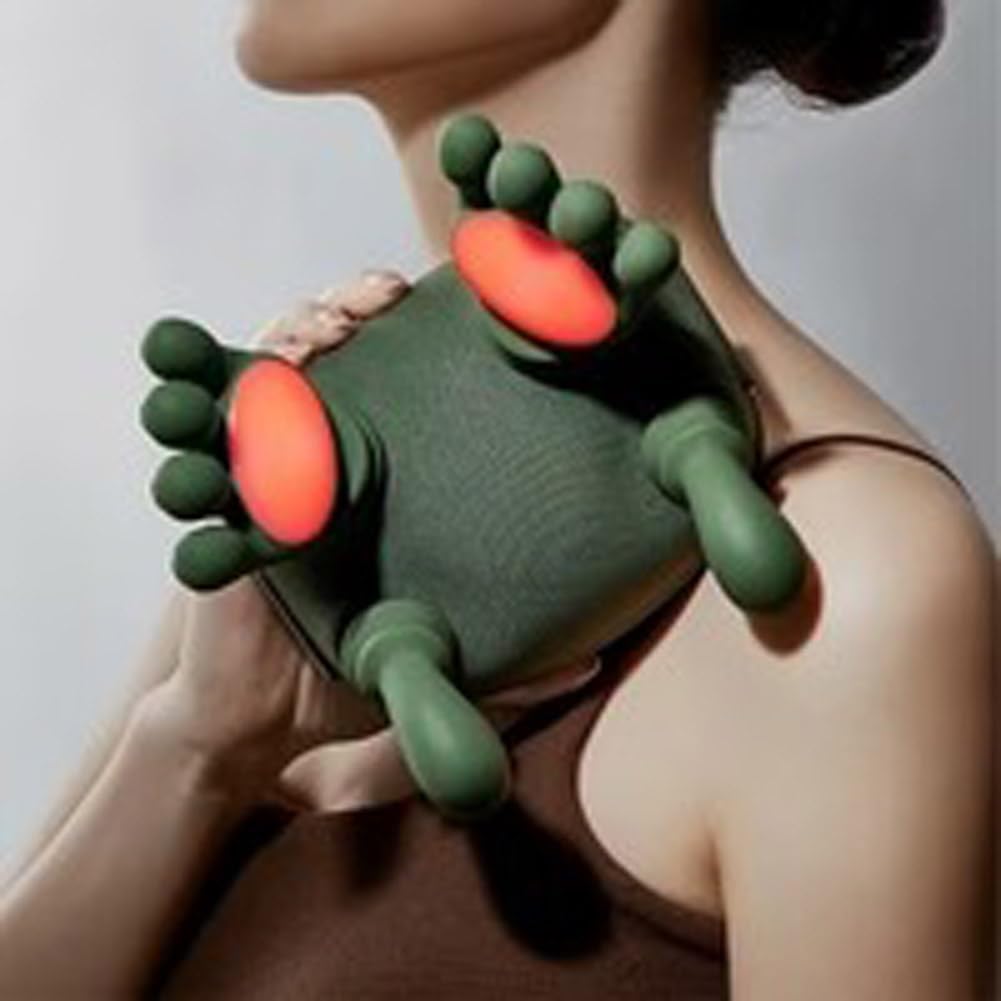 Masajeador Térmico Shiatsu 4D Portátil, Verde, Diseño Biónico de Mano, Masaje Eléctrico Profundo para Cuello y Espalda, con Amasamiento para Alivio del Dolor y Relajación Muscular (verde)