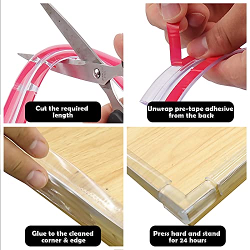 Image of Mity rain Baby Proofing Edge Protector with 4PCS Corner Guards, Clear Pre-Tape Adhesive Baby Proof Corners and Edges, Corner Protector for Desk Tables Cabinets Furniture Bumpers (6.6ft)