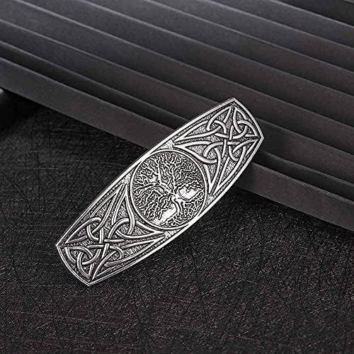 Dreamtimes Fashion Vintage Celtic Knot Hair Clip Metal Barrettes Hair Accessories Pattern Engraved Headwear Styling Gifts for Women Girls (Silver)