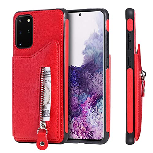 Étui portefeuille en relief rouge évite les rayures sur Samsung S10 Plus