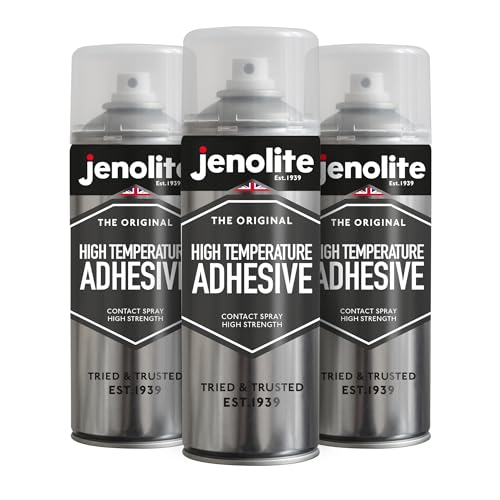 JENOLITE Spray adhesivo de alta temperatura | HASTA 80°C | 3x400ml | Adhesivo de contacto multiusos | Secado rápido, unión fuerte | Adecuado para la mayoría de materiales y superficies