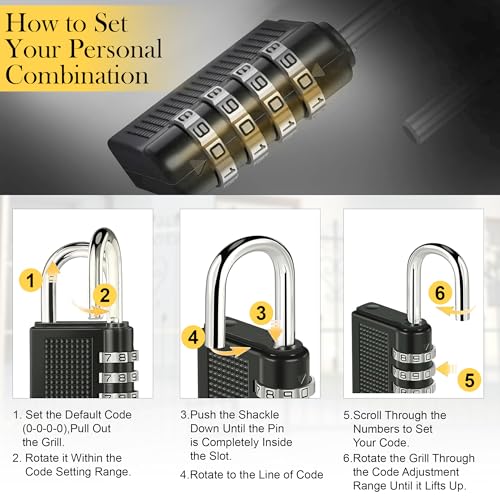 Image of GLUN 4 Digit Dialer Rechangeable Metal Body Luggage Number Lock, Powder Coated Bags Lock, Combination Pad Lock
