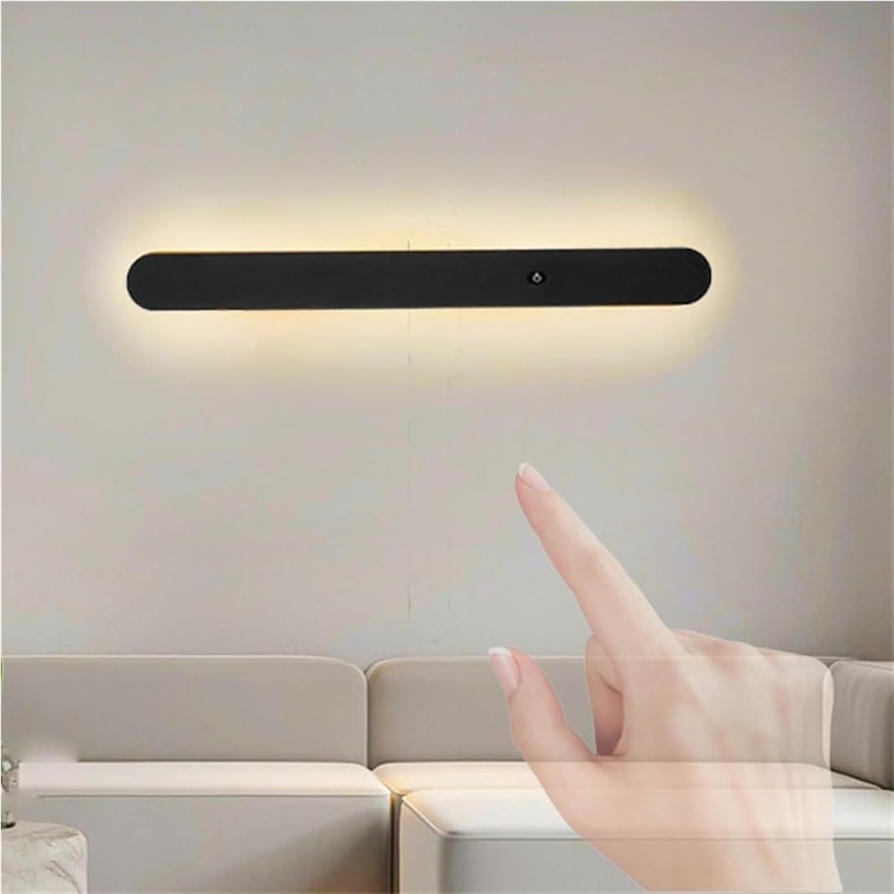HCZKIUJY Modern Wall Sconce with Touch Switch - Acrylic Aluminum Round Reading Lamp for Indoor Use, Kitchen, Wardrobe, and Cabinet (Warm Light-40cm)