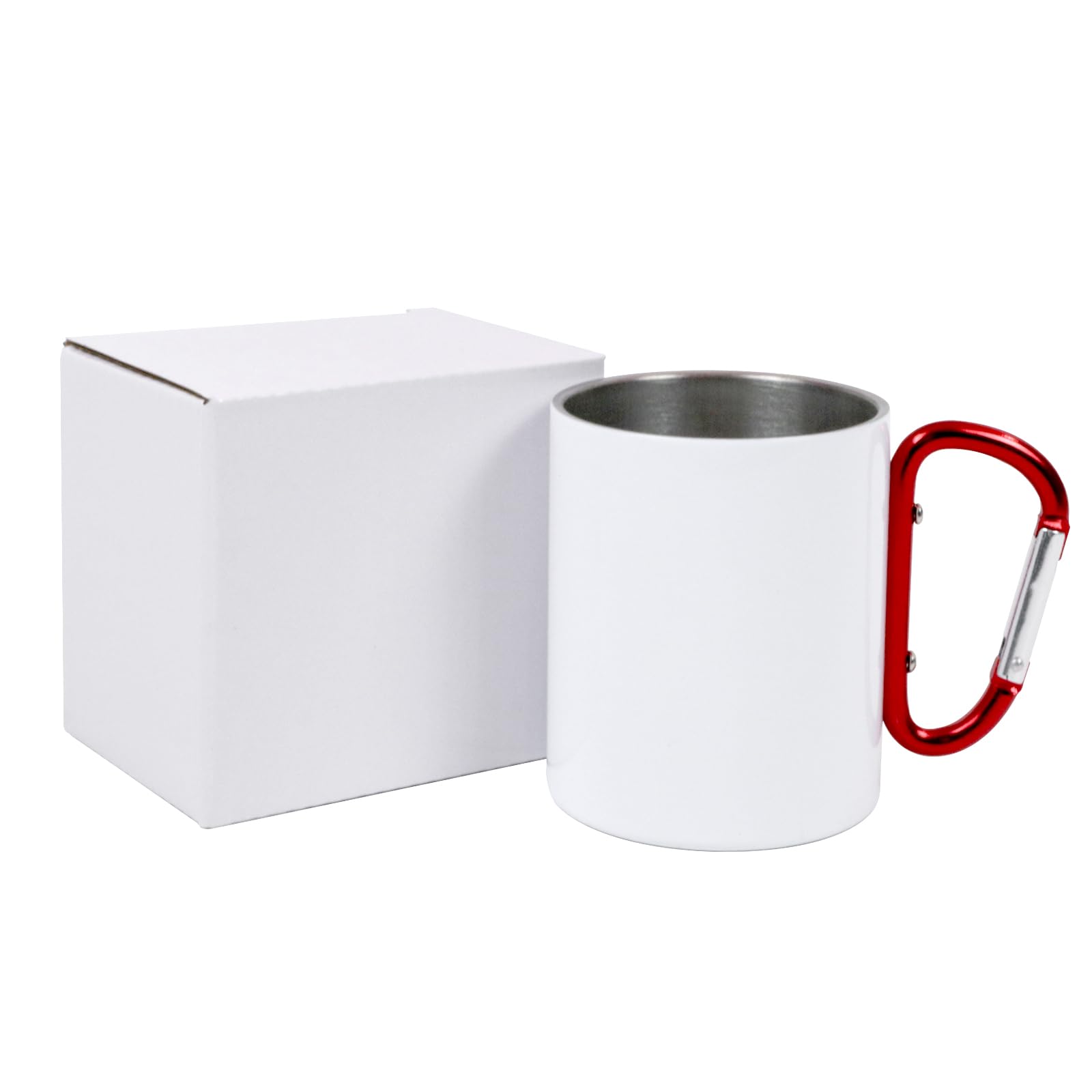 4 tazas de mosquetón de acero inoxidable en blanco de sublimación de 10 onzas con asas de, taza de café de viaje, taza de café portátil con asa para deportes al aire libre