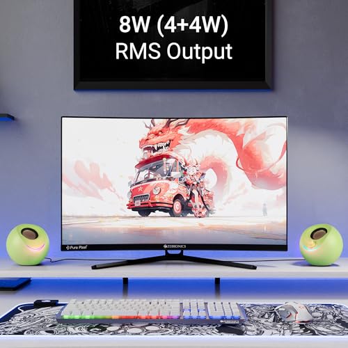 ZEBRONICS Blues 2.0 Computer Speakers, 8 Watts, 45° Elevated Drivers, Dual Passive Radiators, USB Powered, AUX, Volume Control Knob, RGB LED, for... - Image 2