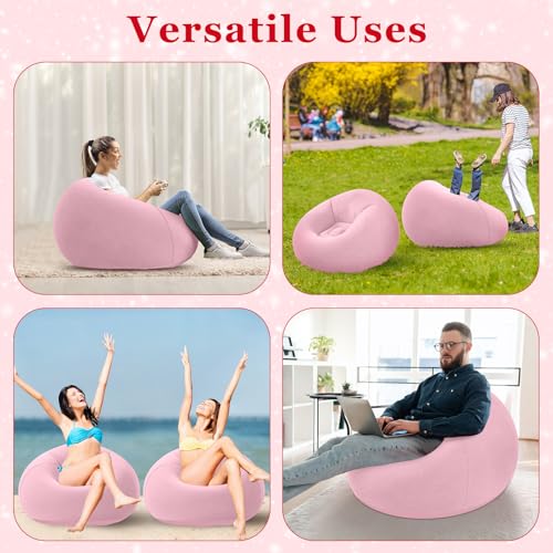Image of Realspring Inflatable Bean Bag Chairs Outdoor Blow up Camping Chairs Inflatable Lazy Sofa Folding Portable Bean Bag Loungers Couch for Movie Night(Light Pink,6 Pcs)