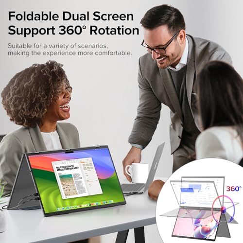 Image of UPERFECT Delta Max 18.5 inch 100Hz Dual Portable Monitor for Laptop Screen Extender 1080P HDR 360 Folding Stacked Triple Monitor with Stand & VESA for Laptop PC Phone Game Console (No Driver Needed)