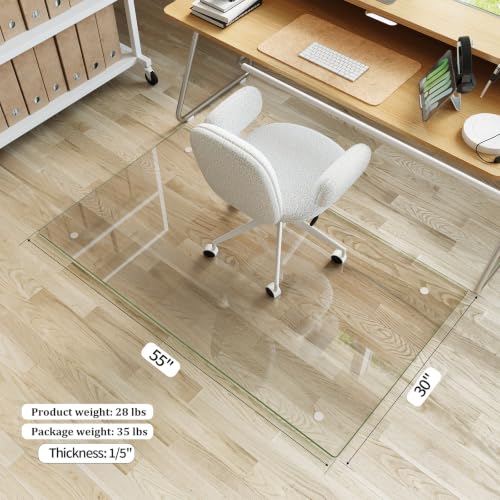 Image of Koonmi 30 inch x 55 inch Office Chair Mat for Hardwood Floors & Carpets