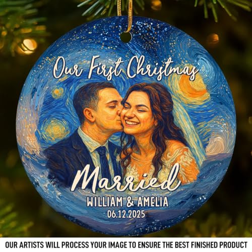 Personalized First Christmas Married Ornament - Jingle Bells and Wedding Bells Keepsake for Newlyweds - Image 2