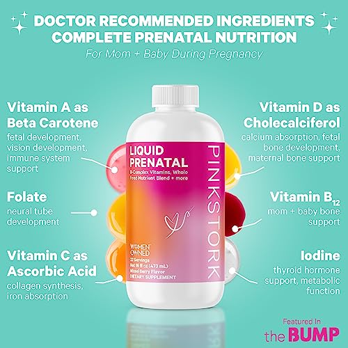 Pink Stork Liquid Prenatal + Postnatal Vitamins for Women with Organic Whole Food Blend, Folate, and Vitamin B6 for Pregnancy and Postpartum - Mixed Berry 32 Servings - Image 3