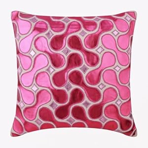 The HomeCentric Cushion Cover Zippered Pillow Covers Decorative Pillow Covers Pack of 2 22×22 inch (55×55 cm) Pink Faux Leather Throw Pillow Covers Handmade Pillow Covers Abstract – Techno Boogie