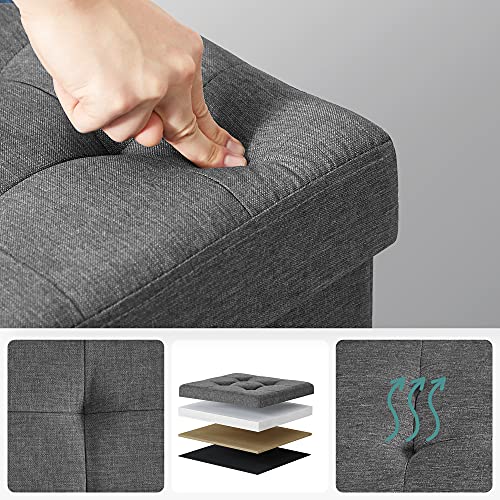 SONGMICS Sitzhocker mit Stauraum, faltbarer Hocker, Fußhocker, Falthocker, Sitzwürfel für Wohnzimmer, Schlafzimmer, 38 x 38 x 38 cm, dunkelgrau LSF27Z