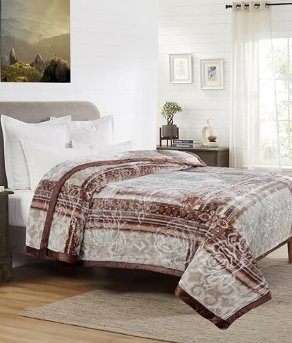 Image of Petals Dreams Blanket Double Bed for Mild Winter, 700 GSM, 2 Ply, Cloudy Mink Blanket (210x240 cm) (Camel)