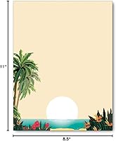 Vista 3 de Sea Shells & Ocean Beach Stationery - Hojas con membrete de playa de 8.5 x 11-60 (tropical)