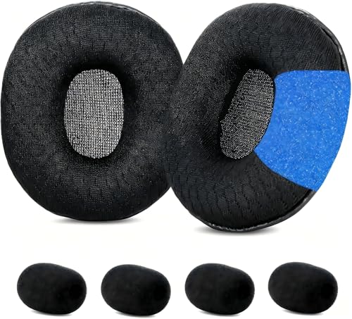 Repuesto de almohadillas para VXI BlueParrott B350XT B350 XT | Almohadillas para oídos con tela de malla y espuma de memoria, color negro (Versión 1) 203475/203479 miniatura 1