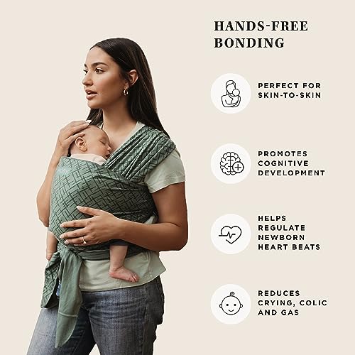 Image of Moby Baby Wrap Carrier Classic for Newborns to Toddlers (8-33lbs), Infant Sling Carrier, Lightweight & Hands Free Design, Adjustable for All Body Types (Olive Etch)