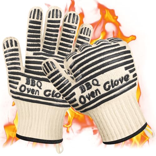 AUAUY Gants de Cuisine, Gant de Barbecue, Gants Anti Chaleur, Antidérapants en Silicone, Résistants à la Chaleur jusqu'à 500 °C, pour Cuisson, Barbecue,...