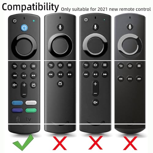 Image of Silicone Case Compatible with Fire TV Stick 3rd Gen 2021 Remote Full Wrap with Lanyard, Compatible with Fire TV Stick Remote Cover (Only Silicon Cover Included) - Black Style 1