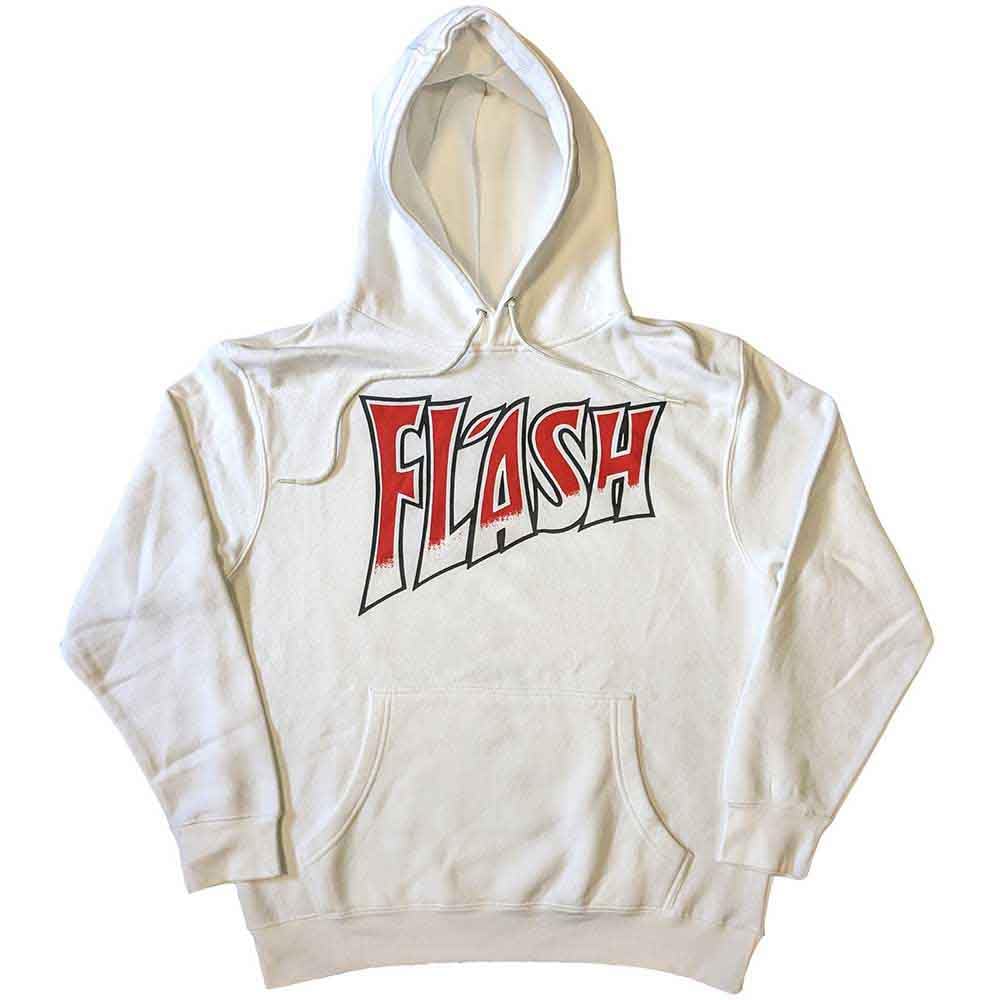 Rock Off officially licensed products Queen Felpa con Cappuccio Flash Band Logo Nuovo Ufficiale Unisex Bianca Pullover