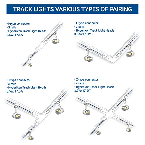 Hyperikon Track Light Suspension Kit, Pendant Lighting Accessories, 5ft Hanging Cable Gray, T-Bar Ceiling Clip (Pack of 4)