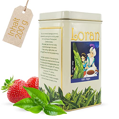 Loran Tee 1001 Nights Tee Dose 200g, Dose mit Mischung aus Grüner Tee und Schwarzer Tee mit Erdbeeraroma, vegan Cover