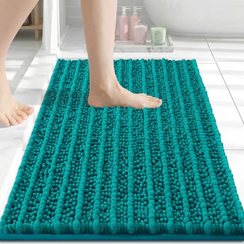 Image of Arotive Luxury Small Bathroom Rugs 24x16, Extra Soft Thick Absorbent Shaggy Chenille Bath Rugs, Machine Wash Dry, Bath Mats for Bathroom Floor, Tub and Shower, Home Decor Accessories, Lake Blue