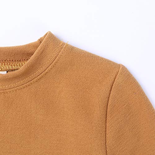 2Pcs Kids Boys Girls Cotton Pajamas Set, Toddler Solid Snug Fit Sleepwear Long Sleeve Tops + Elastic Pants3