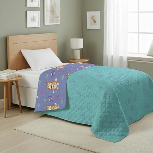 Image of Northwest Bluey Bingo Dance Party Quilted Throw Blanket - Official Cartoon Throw Blanket Featuring Bluey, for Adults Boys Girls Bed, Couch, or Playroom, 60 x 80 Inches